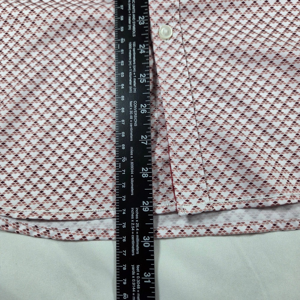 J.B. Holt Mens Standard Fit Geometric Diamond Print Button Down Shirt Red M - Picture 9 of 11